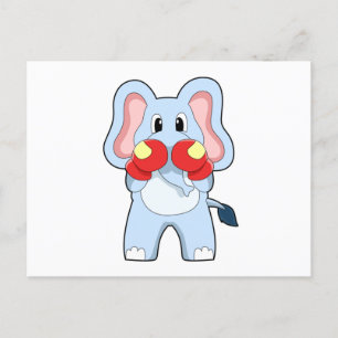 Cartão Postal Elefante boxeando com luvas de boxe