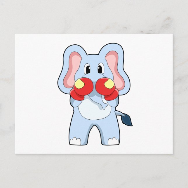 Cartão Postal Elefante boxeando com luvas de boxe (Frente)