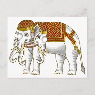 Cartão Postal Elefante Branco Tailandês Erawan