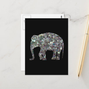 Cartão Postal Elefante brilhante com mosaico prateado cintilante