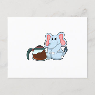 Cartão Postal Elefante com cafeteira