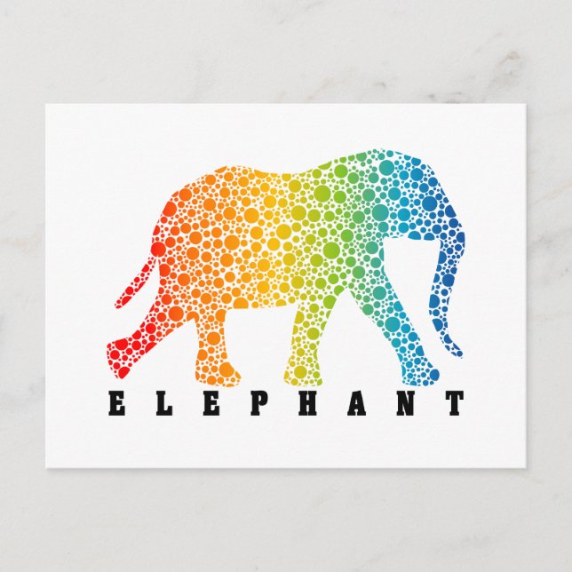 Cartão Postal Elefante com cores (Frente)