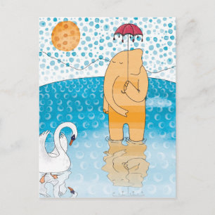 Cartão Postal Elefante com guarda-chuva