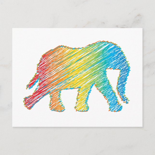 Cartão Postal Elefante com Linhas (Frente)