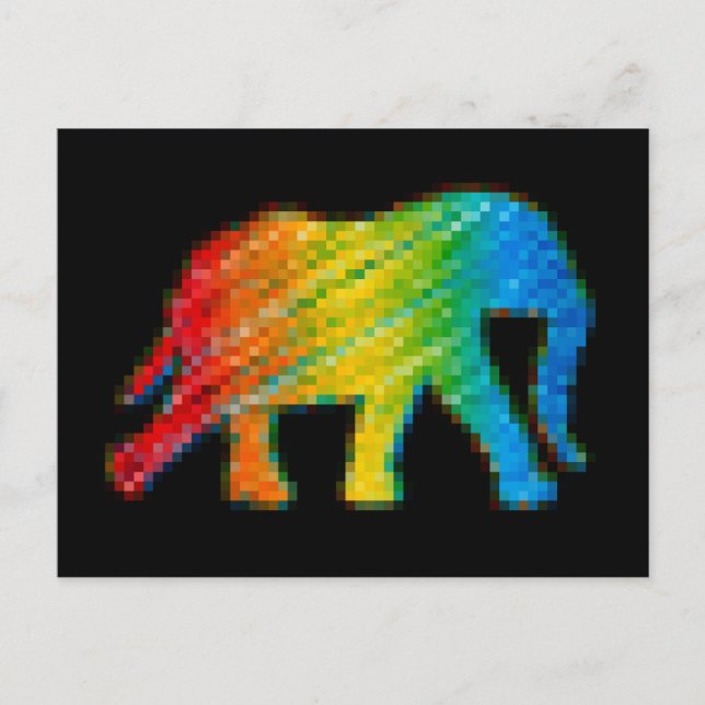 Cartão Postal Elefante com Pixels (Frente)