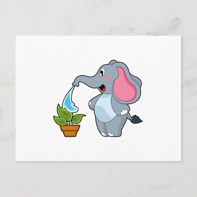 Cartão Postal Elefante com Planta (Frente)