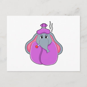 Cartão Postal Elefante com termômetro de febre