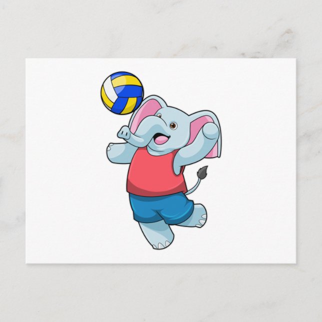 Cartão Postal Elefante como jogador de voleibol (Frente)