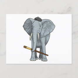 Cartão Postal Elefante como Pintor com Pincel