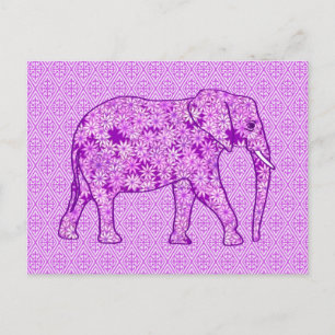 Cartão Postal Elefante da flor - roxo ametista