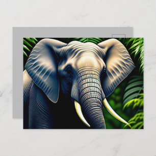 Cartão Postal Elefante Da Selva Majestosa - Selvagem E Livre