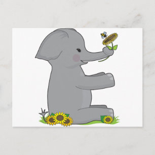 Cartão Postal Elefante De Alfabeto Animal