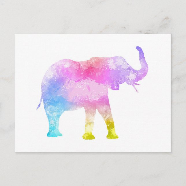 Cartão Postal Elefante de Aquarela (Frente)