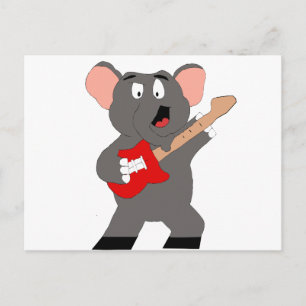 Cartão Postal Elefante De Cartoon Com Violão
