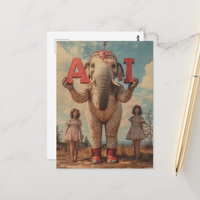 Cartão Postal Elefante de Circo AI (Frente/Verso In Situ)