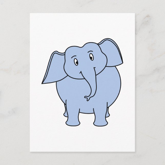 Cartão Postal Elefante de desenho animado azul fofo. (Frente)
