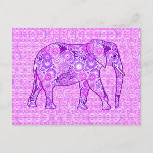 Cartão Postal Elefante de espiral fractal - púrpura e orquídea