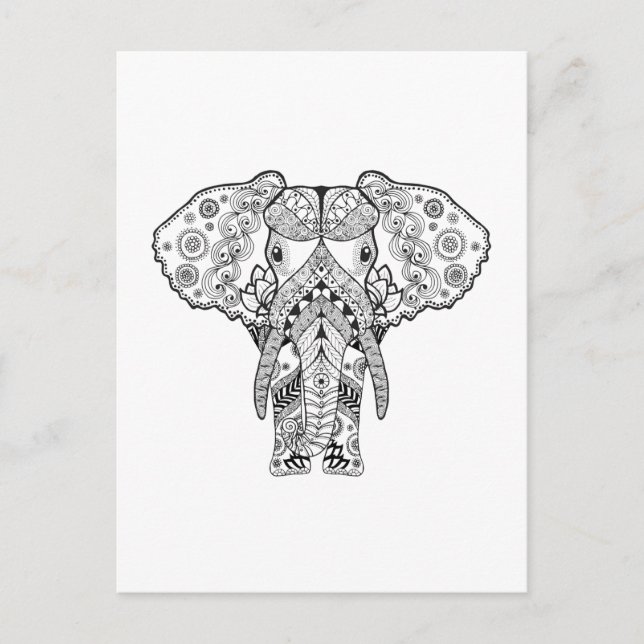 Cartão Postal Elefante de Estilo (Frente)