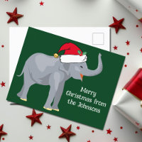 Elefante de Natal bonito em Santa Claus Hat Green