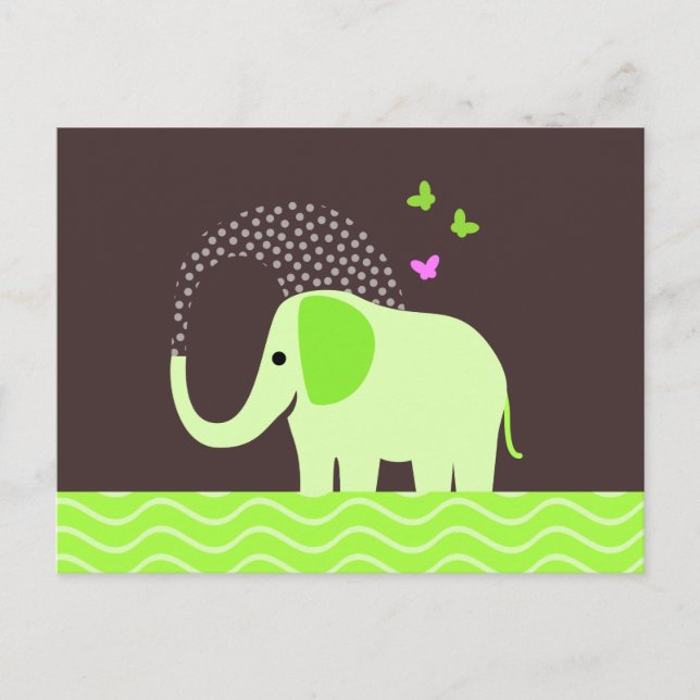 Cartão Postal Elefante e borboletas bonitos (Frente)