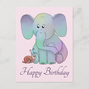 Cartão Postal Elefante e lesma