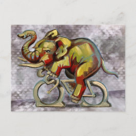 Cartão Postal Elefante Em Bicicleta