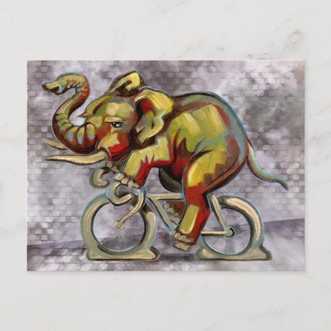 Cartão Postal Elefante Em Bicicleta (Frente)