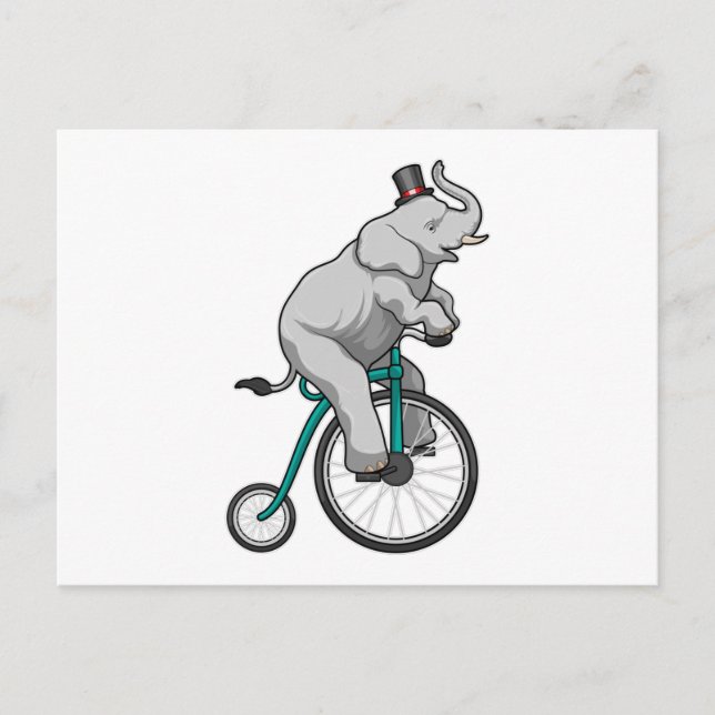 Cartão Postal Elefante em Circo com Bicicleta (Frente)