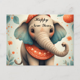 Cartão Postal Elefante Festivo Fofo 