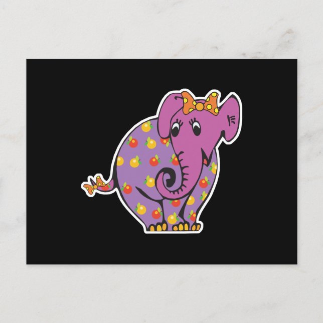 Cartão Postal elefante frutado roxo (Frente)