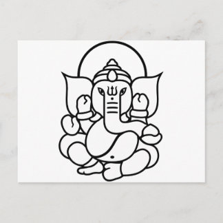 Cartão Postal Elefante Ganesha n.o 3 (branco preto)