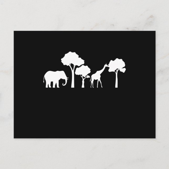 Cartão Postal Elefante Girafa África Zoológico Safari Presente E (Frente)