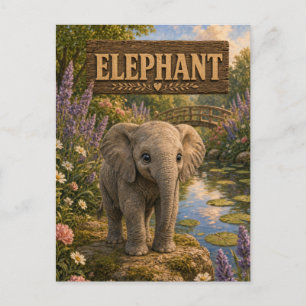Cartão Postal Elefante Livro de Histórias de Bebê Fofo Berçário
