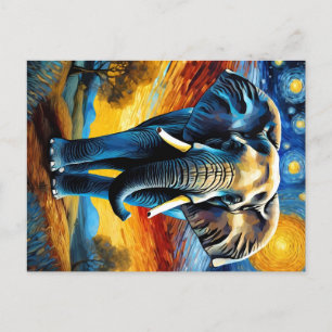 Cartão Postal Elefante na noite estrelada