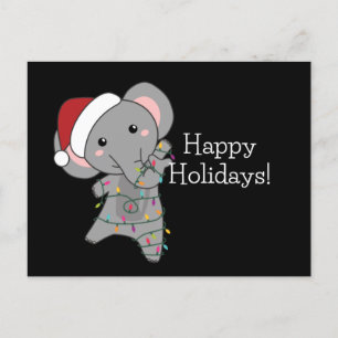 Cartão Postal Elefante Natal Neve Animais de inverno Elefantes P