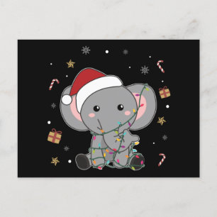 Cartão Postal Elefante Natal Neve Animais de inverno Elefantes P