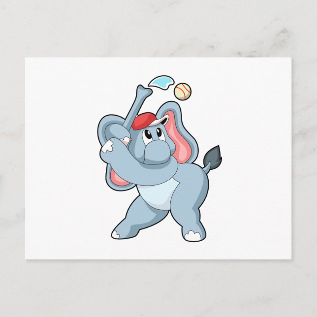 Cartão Postal Elefante no Beisebol (Frente)