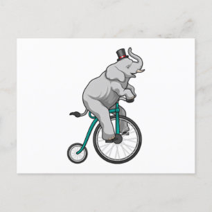 Cartão Postal Elefante no Circo com Bicicleta