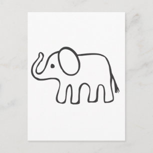 Cartão Postal Elefante no desenho preto e branco