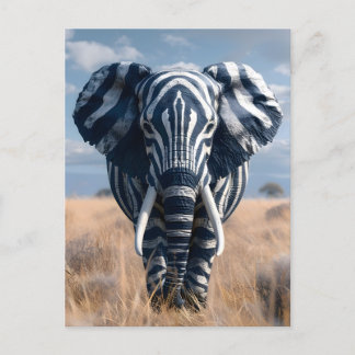 Cartão Postal Elefante No Disguise Zebra