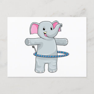 Cartão Postal Elefante nos Esportes com pneus de Fitness