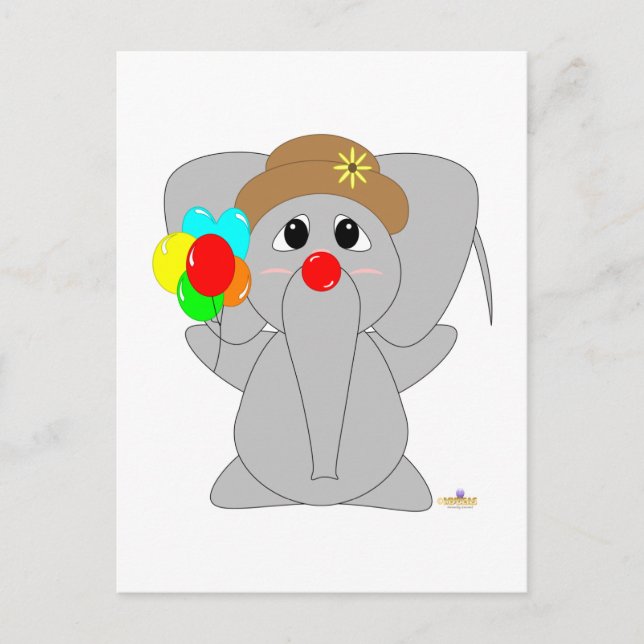 Cartão Postal Elefante-Palhaço Huggable (Frente)