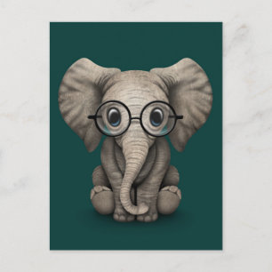 Cartão Postal Elefante para Bebê Bonito com Teto de Óculos de 
