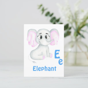 Cartão Postal Elefante personalizar ABC: Letra E - Adicione seu 