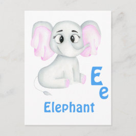 Cartão Postal Elefante personalizar ABC: Letra E - Adicione seu 