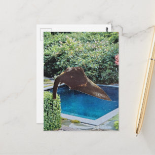 Cartão Postal Elefante retrô na piscina colagem surreal