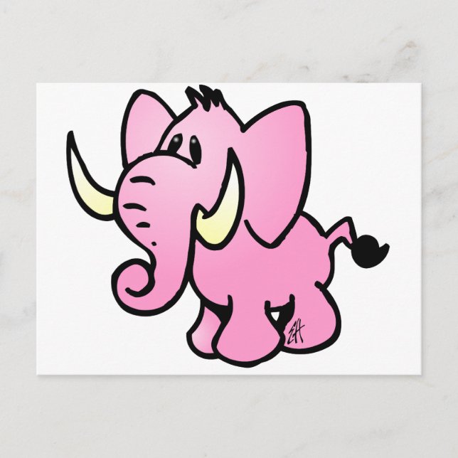 Cartão Postal Elefante Rosa (Frente)