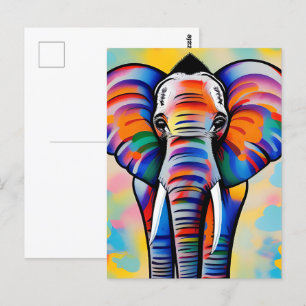 Cartão Postal Elefante Safari Africano Colorido