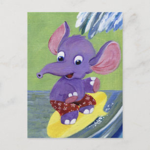 Cartão Postal Elefante surfante