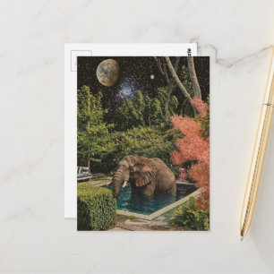 Cartão Postal Elefante surreal belo na piscina
